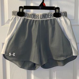 Grey and white Under Armour shorts
